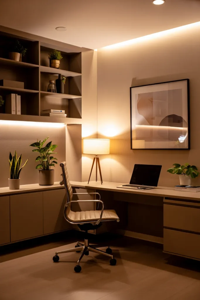   Soft Ambient Lighting for a Warm and Comfortable Office