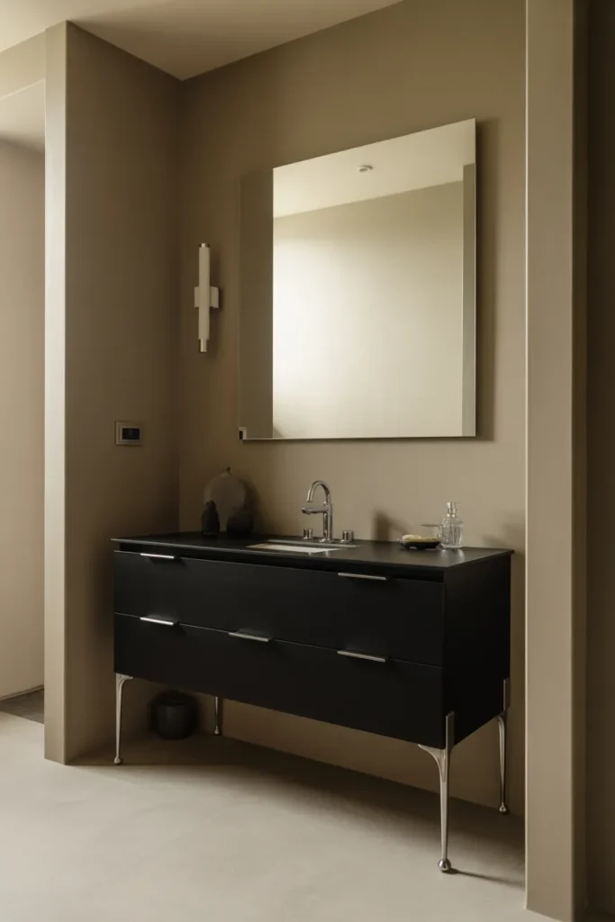   Contemporary Black Vanity with Silver Legs