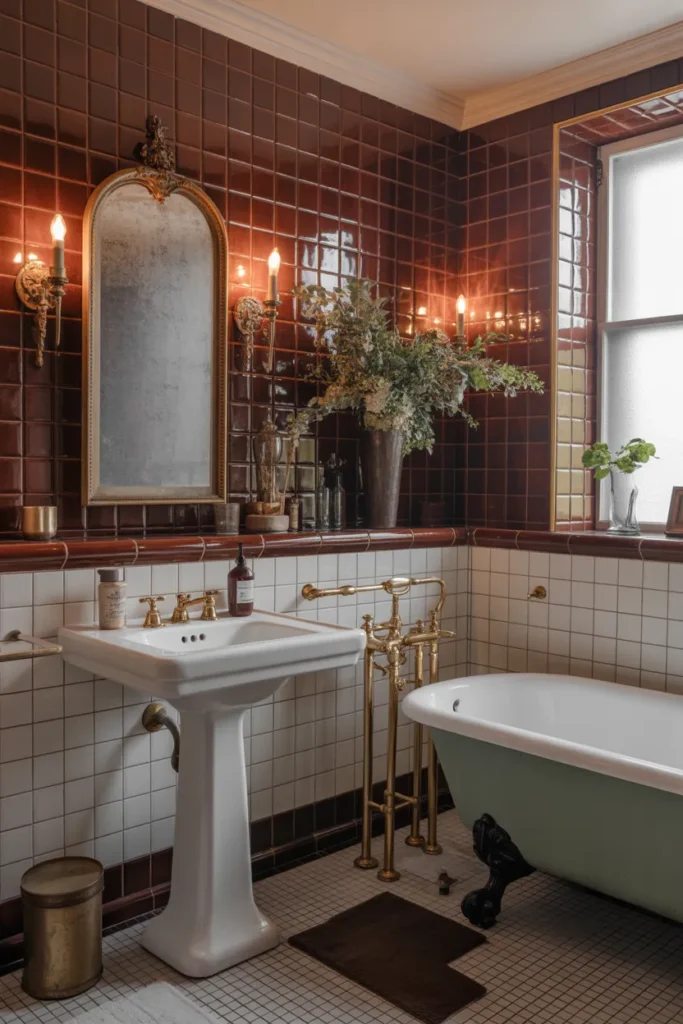  Glossy Burgundy Vintage Accent Tiles