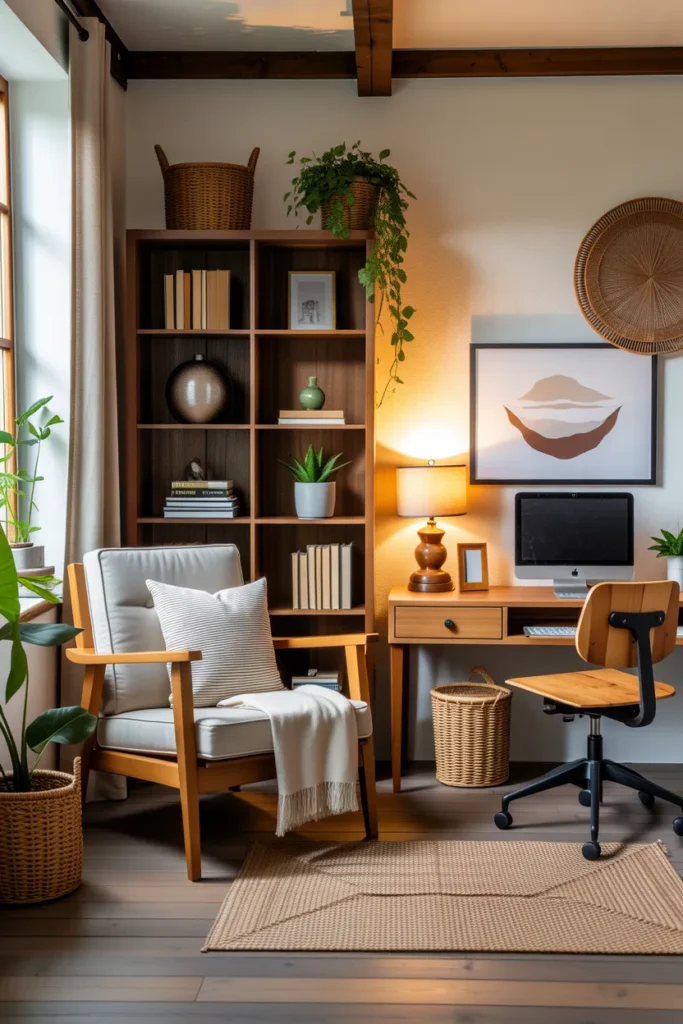  Rustic Office with Cozy Reading Nook