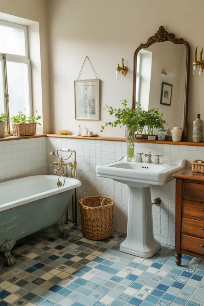  Charming Blue and White Patchwork Floor Tiles