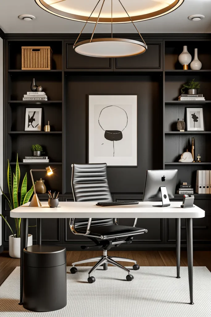  Chic Black and White Office Design with Modern Elegance