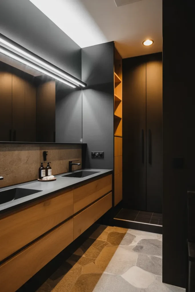  Black Marble Bathroom with Luxurious Gold Details