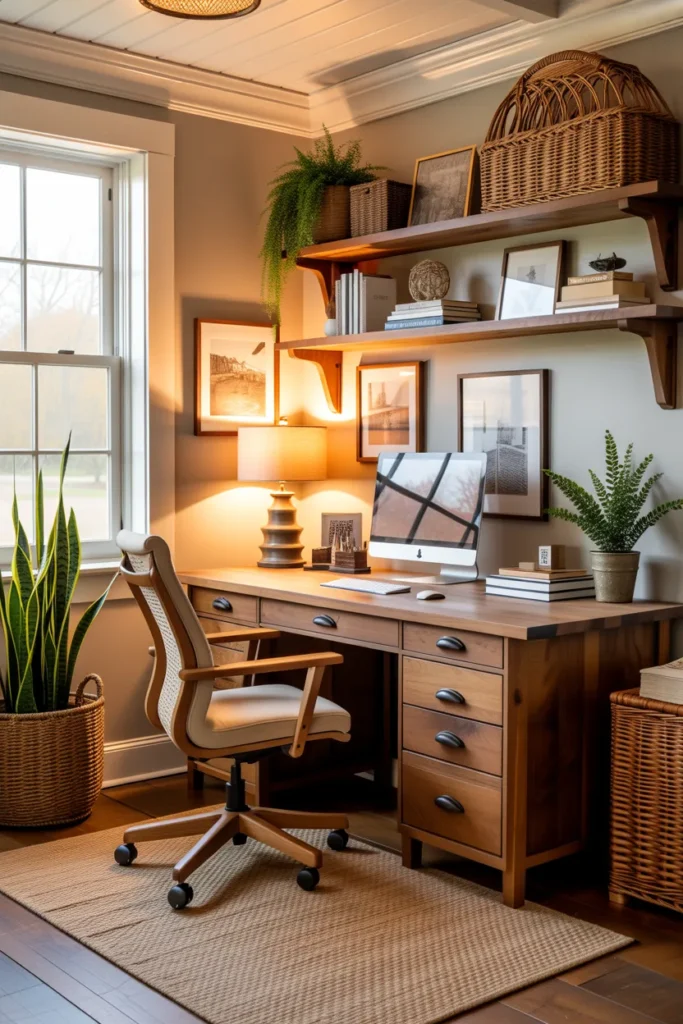  Rustic Office with Handcrafted Farmhouse Style