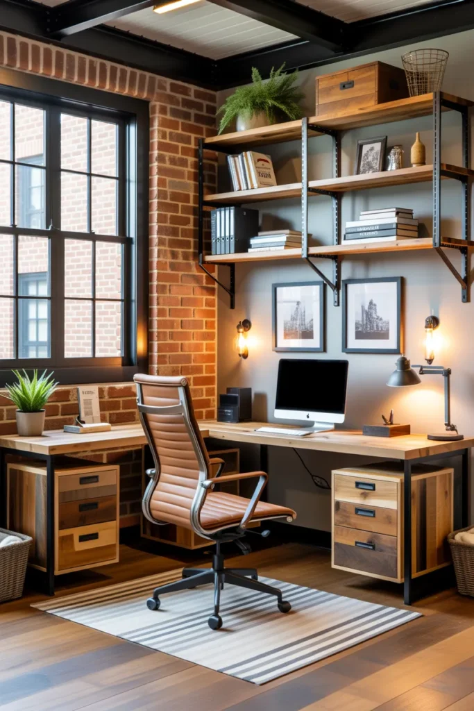 Rustic Office with Industrial Touches