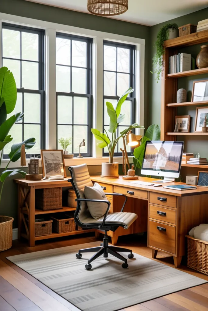   Rustic Office with Large Windows and Natural Light