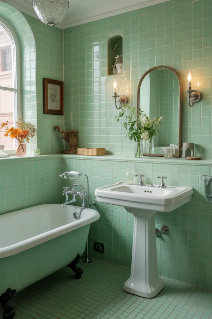  Soft Mint Green Vintage Wall Tiles