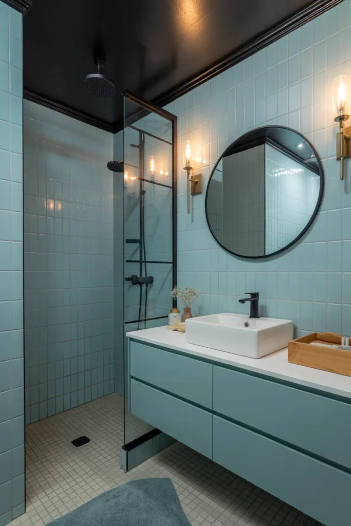 Black Ceiling with Soft Blue Walls
