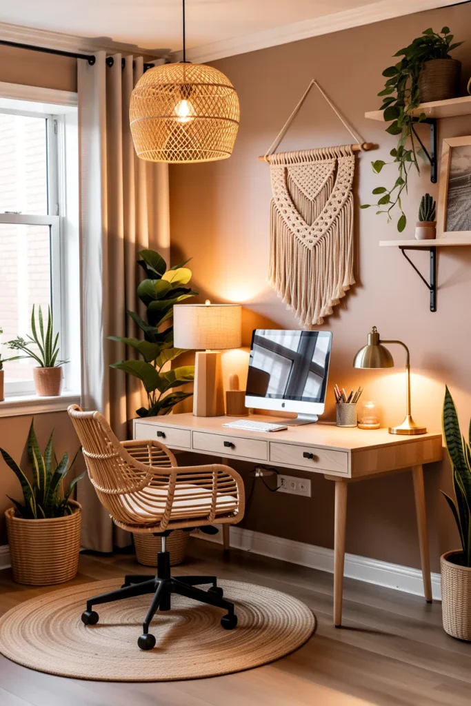  Boho Office with Natural Textures
