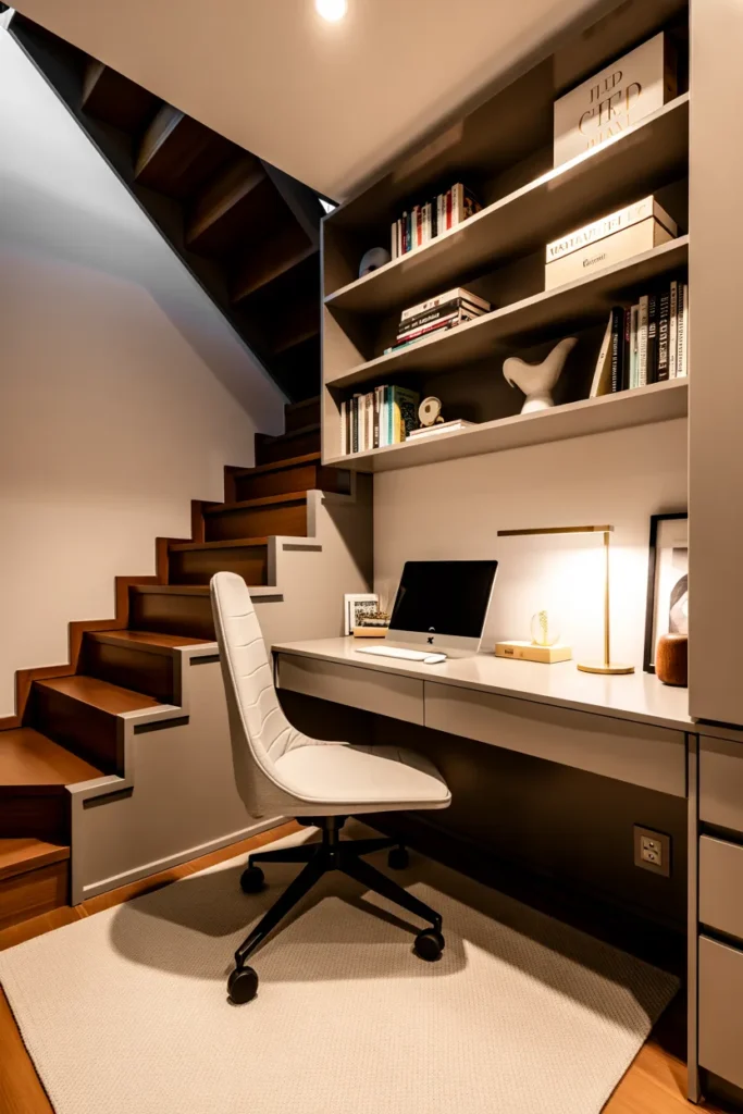   Compact Office Under the Stairs