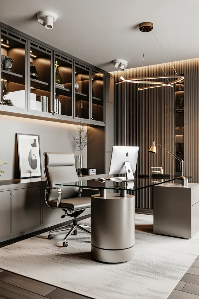  Contemporary Office with Glass Desk