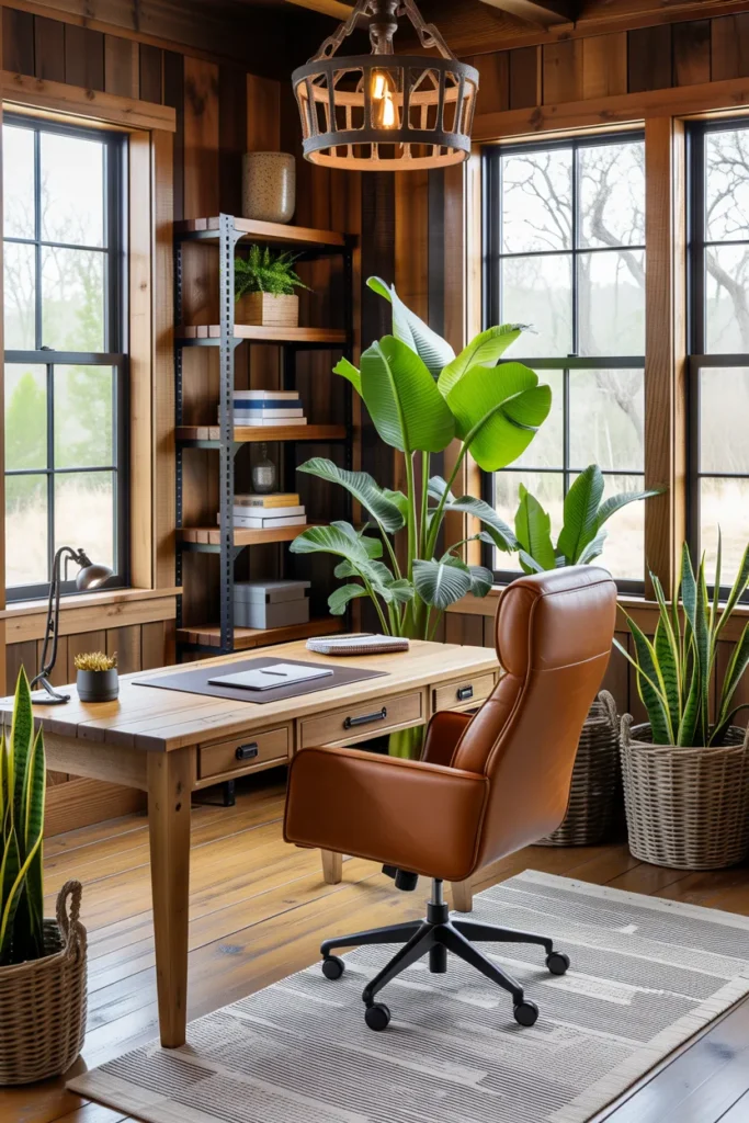  Cozy Western Office with Indoor Plants
