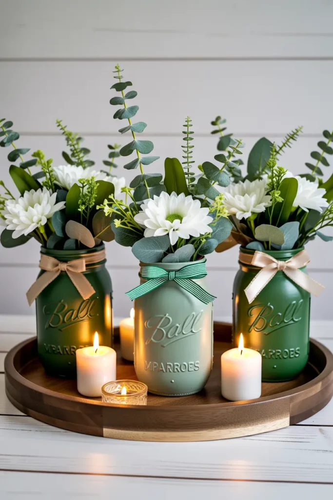  DIY Mason Jar Shamrock Centerpieces