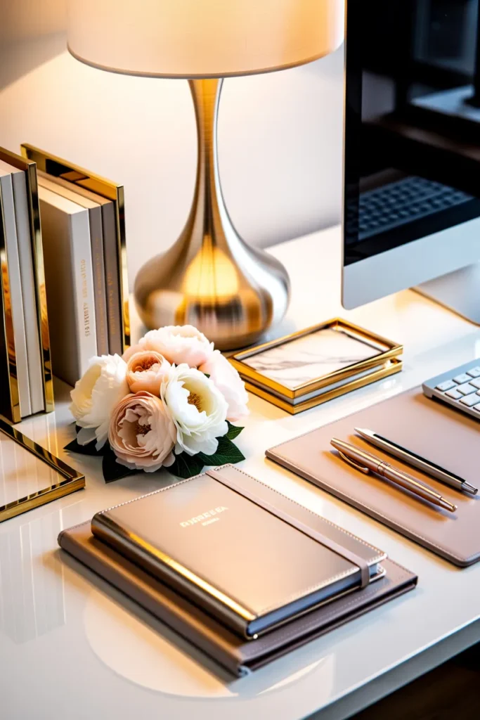  Elegant Desk with Gold Accents