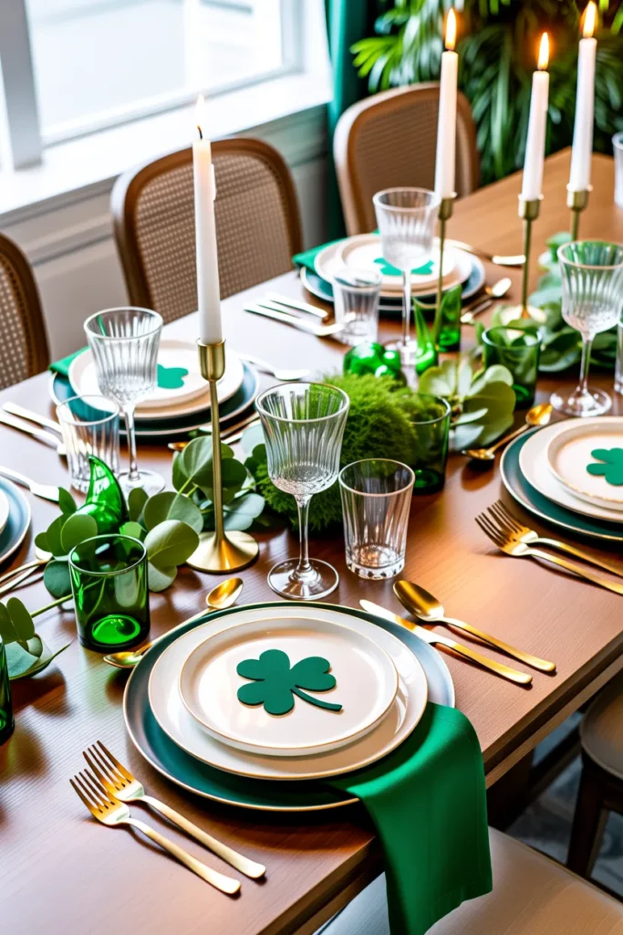  Elegant Green and White Table Setting