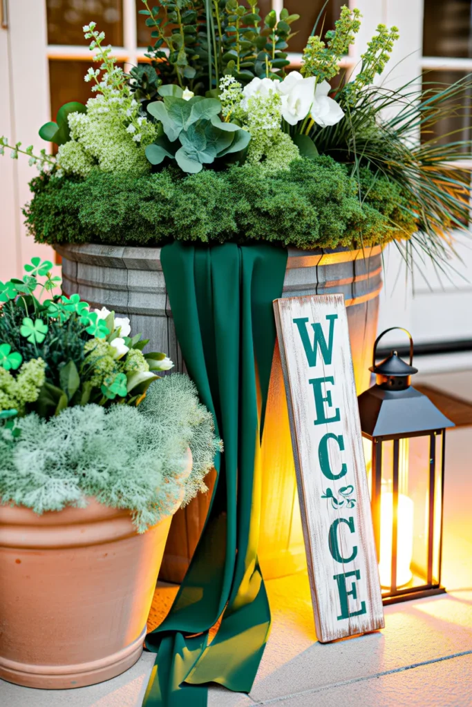  Festive Green Porch Planters