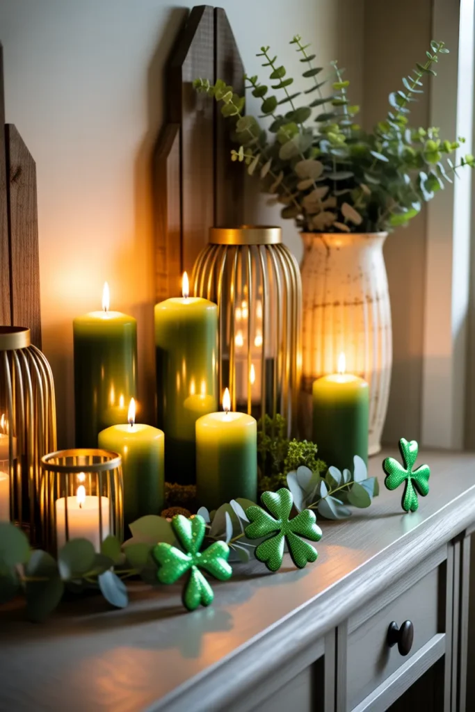  Green Candle and Lantern Display