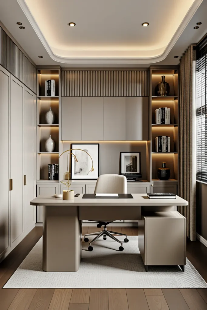   Modern Office with Built-In Storage