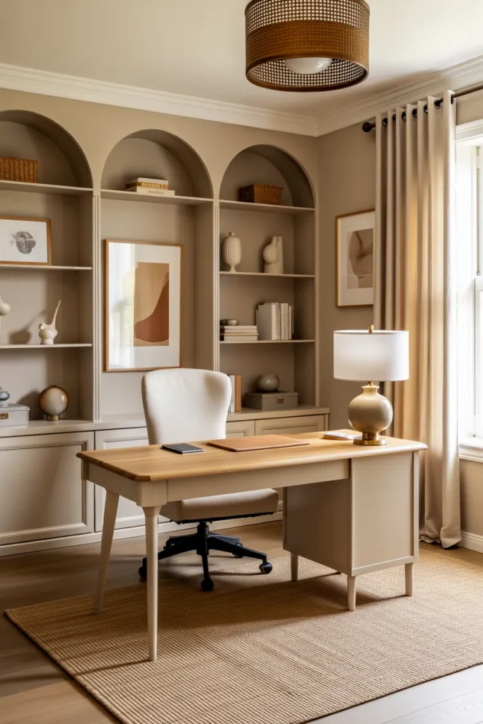  Neutral Office with Soft Beige Tones