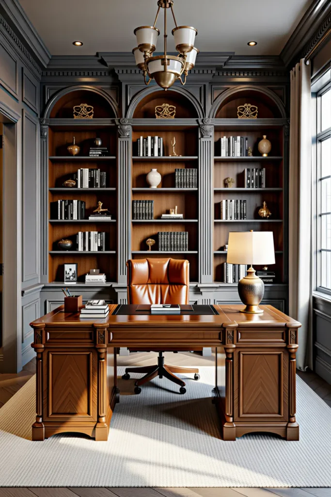  Office with Library-Style Shelving
