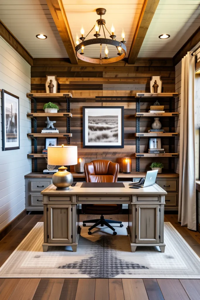   Reclaimed Wood Accent Wall Office