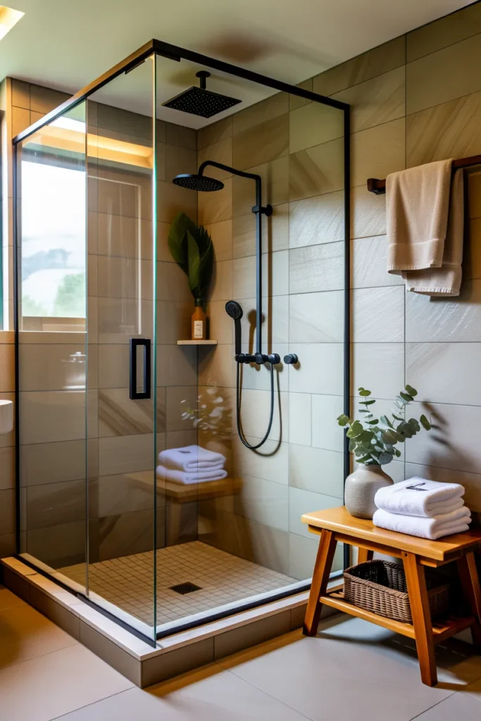  Spa-Inspired Shower with Stone Textures