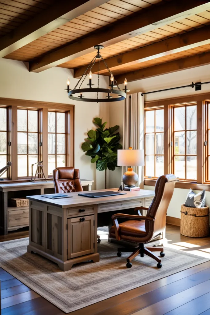  Western Office with Exposed Wood Beams